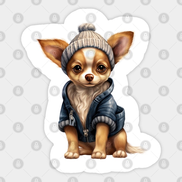 Winter Chihuahua Dog Sticker by Chromatic Fusion Studio